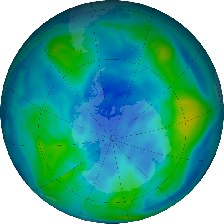 Antarctic ozone map for 10 April 2018